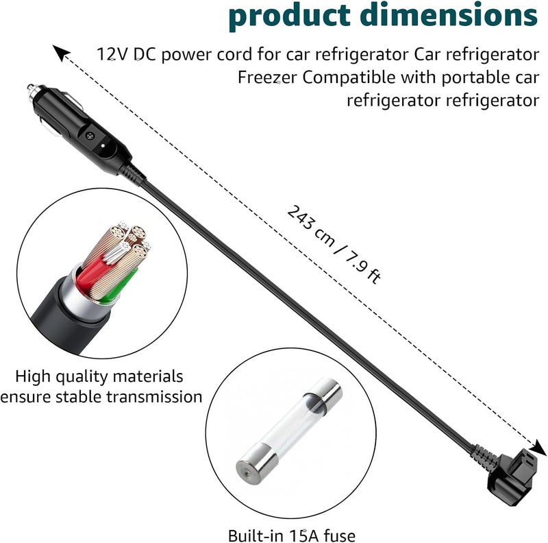 Norward DC Power Cord Compatible with alpicool, Bodega, euhomy, bougeRV, ARB, ICECO, Setpower, JoyTutus for Most 12V/24V Car Refrigerator - Image 3